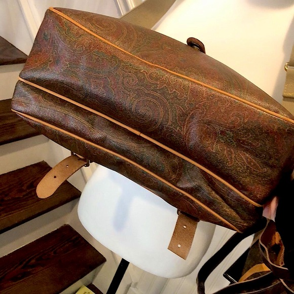 M ETRO Milano Paisley Coated Canvas Leather Crossbody Messenger Laptop Bag - Picture 11 of 17